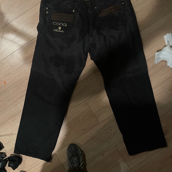 COOGI Australia Black Jeans with Brown Accent and Gold Embroidery (46x36) - Picture 2 of 13